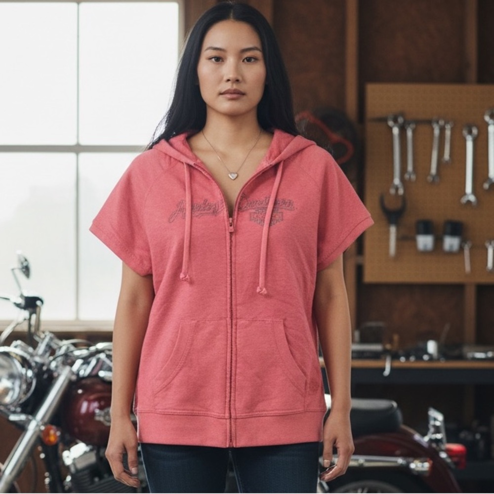 Harley Davidson zip front hooded front zip jacket